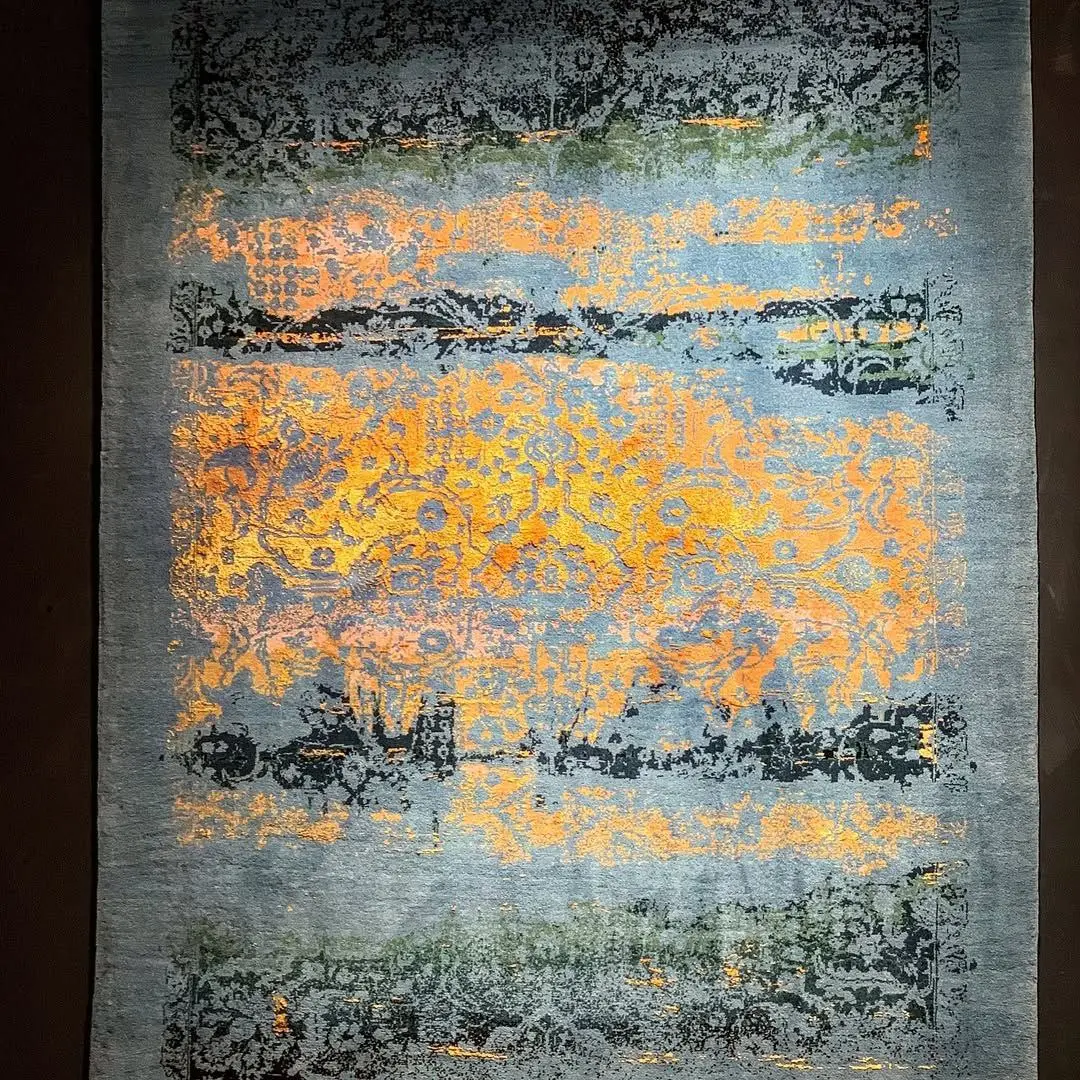Red and blue carpet artwork